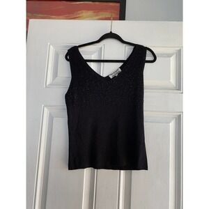 vintage‎ black beaded tanktop medium by florence